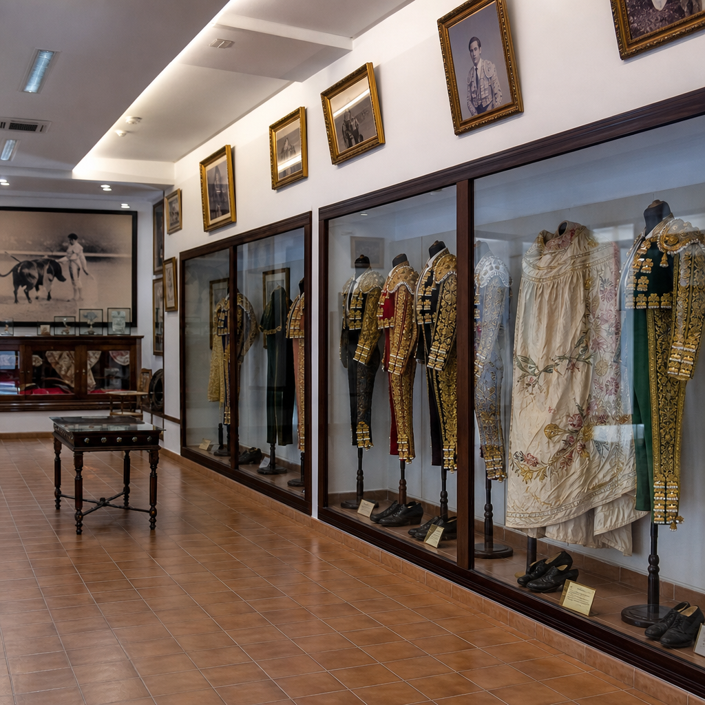 Trajes de luces y objetos taurinos expuestos en la Casa Museo Manolete.