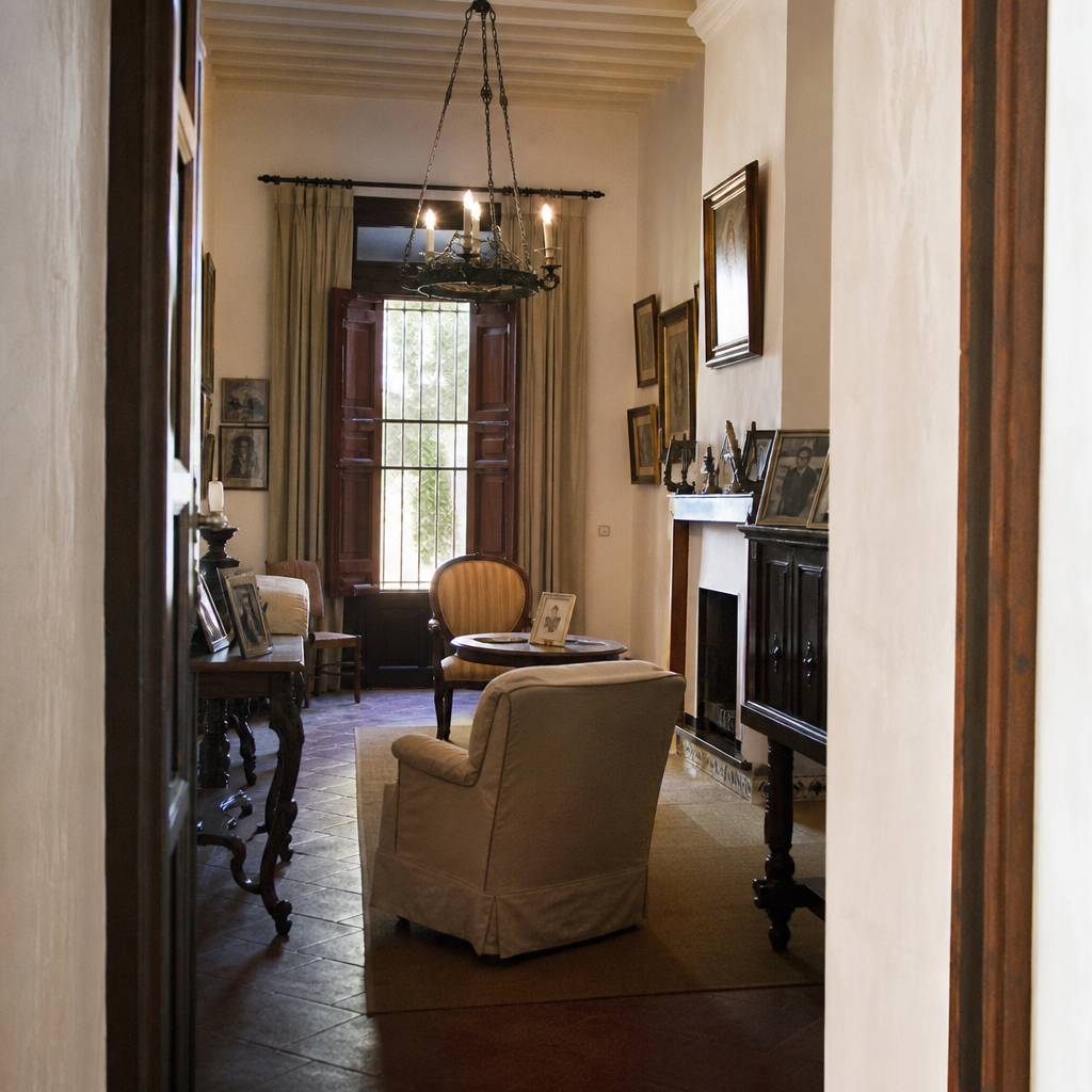 El Salón de Manolete, con objetos de la colección en una estancia de la casa.
