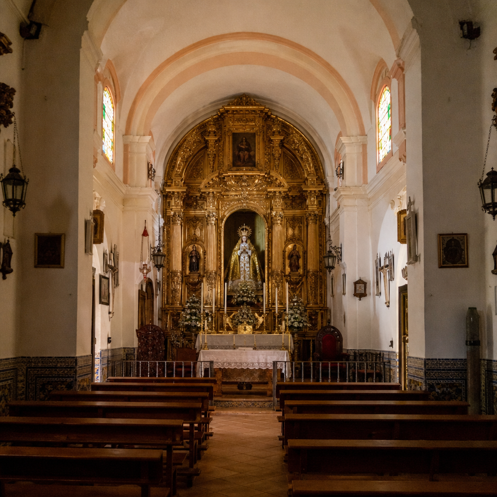 Retablo e imagen de la Virgen en la Ermita de Nuestra Señora de los Remedios de Villafranca de Córdoba