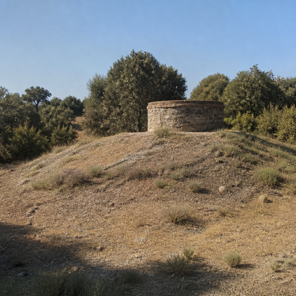 Brocal reconstruido del Calerín de la Moheda, horno de cal en Villaharta