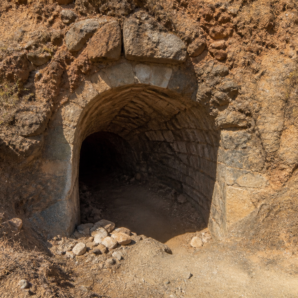 Túnel abovedado del horno de cal del Calerín de la Moheda en Villaharta