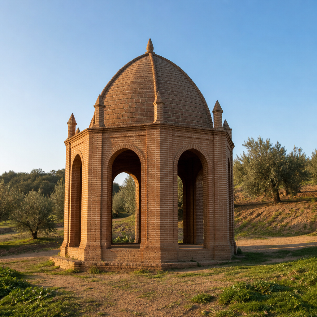 Templete hexagonal de ladrillo de la Fuente de El Cordel en Villaharta