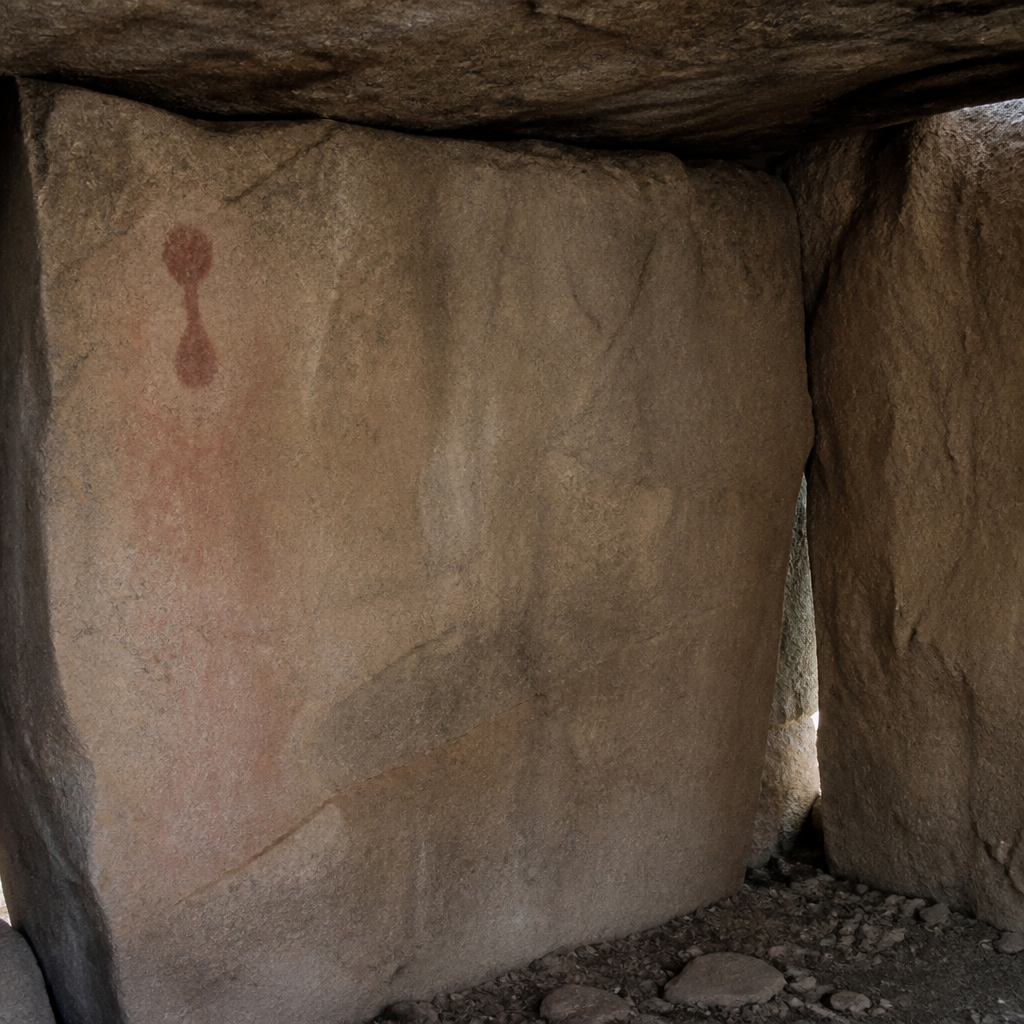 Pintura esquemática roja del Dolmen del Torno I en Villanueva de Córdoba