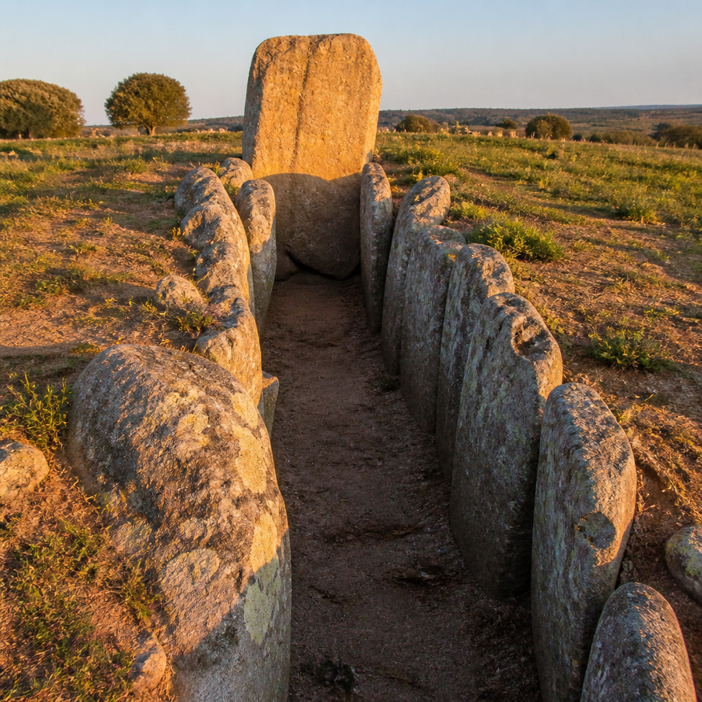 Frailes II, sepulcro de corredor junto al Menhir de Los Frailes