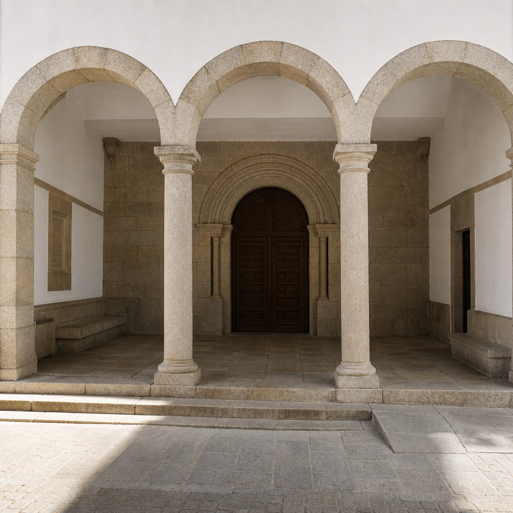 Pórtico de granito de la Parroquia de San Sebastián en Villanueva de Córdoba