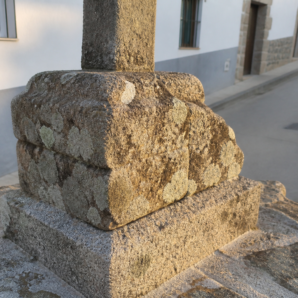 Peana de granito de la Cruz de El Cerrillo en Villanueva del Duque