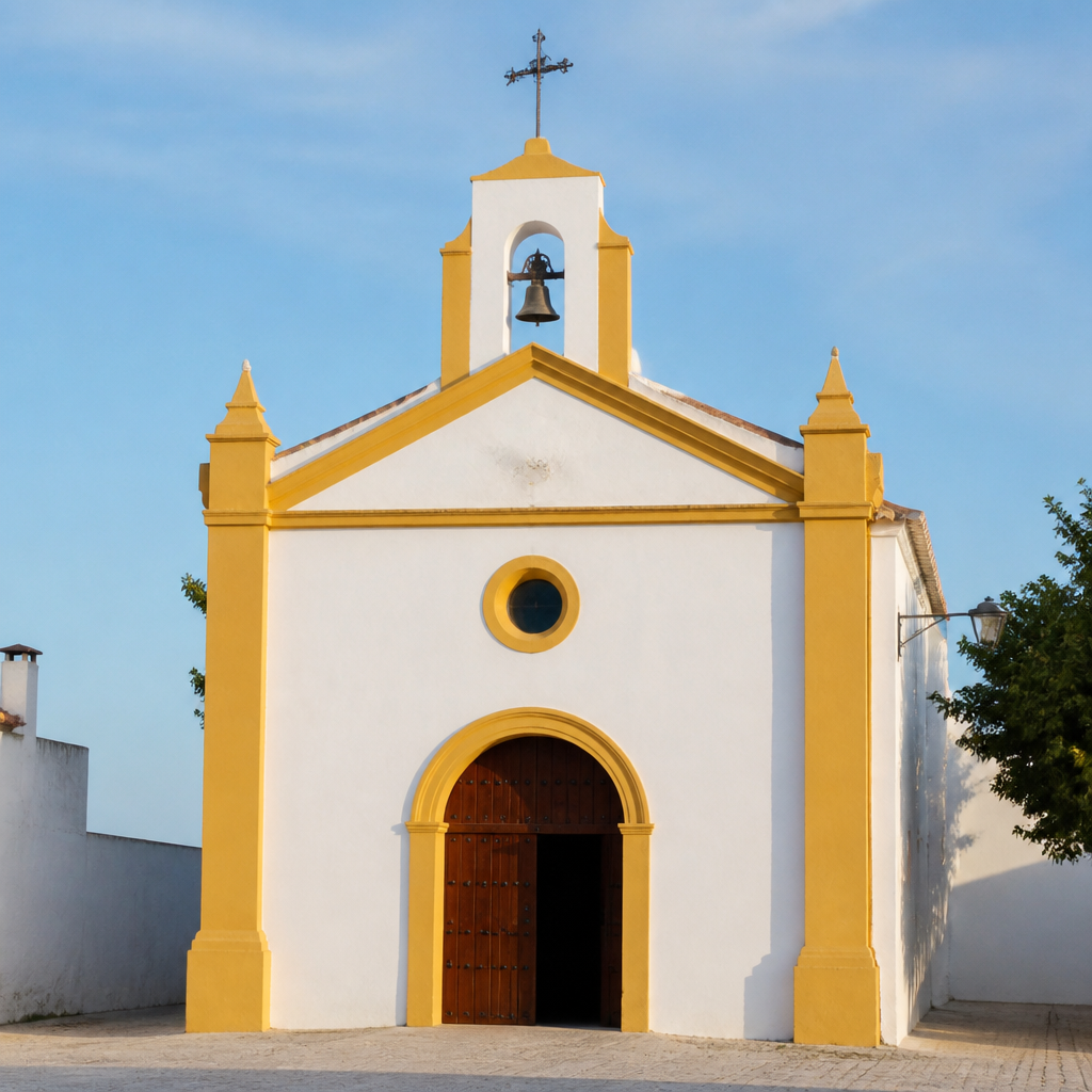 Fachada con espadaña de la Ermita de Santiago Apóstol en Villanueva del Rey