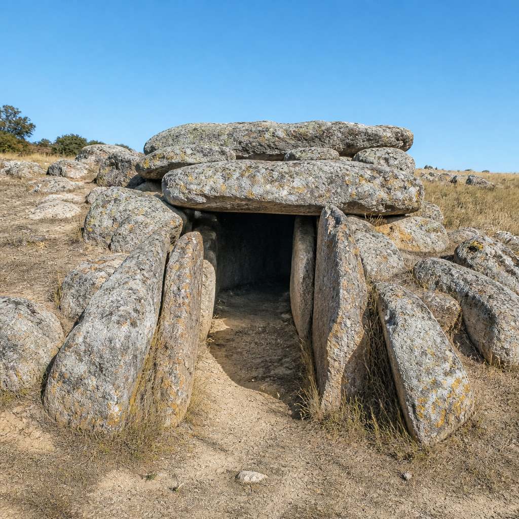 Dolmen con corredor del paraje del Cristo, uno de los sepulcros megalíticos de Puertocacho