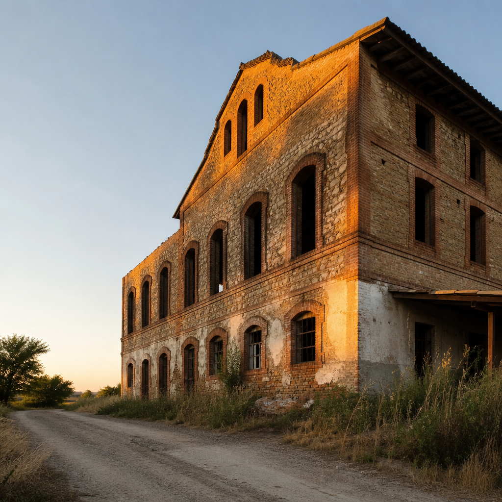 Exterior de la Antigua Fábrica de Harina de Villaralto, que alberga maquinaria de molienda