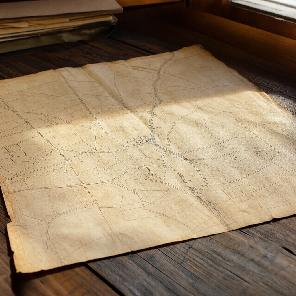 Plano histórico de 1931 que señala una cruz cerca de Villaralto, relacionado con la Cruz de Santa María