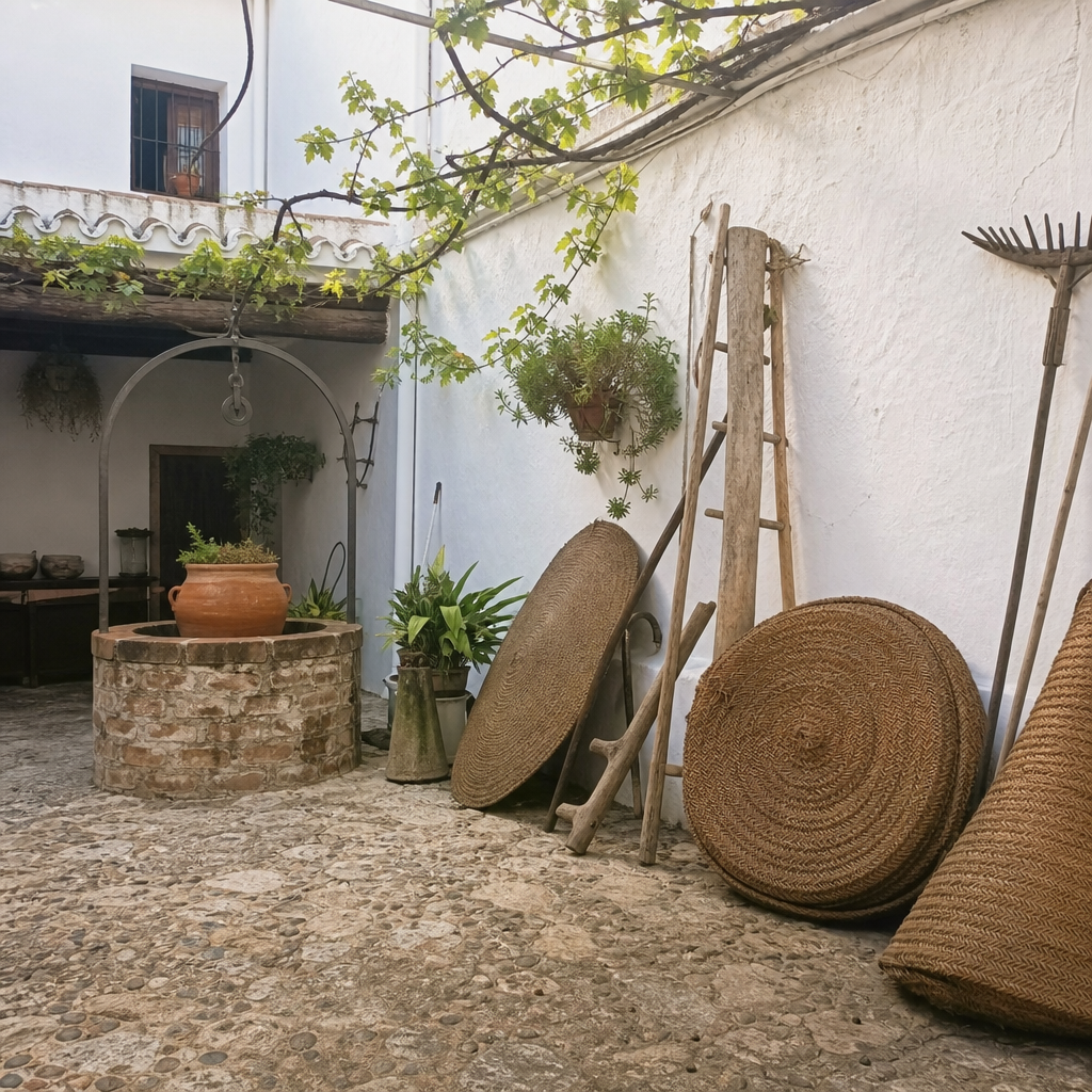 Patio, pozo y aperos de la Casa de Costumbres de Villaviciosa de Córdoba