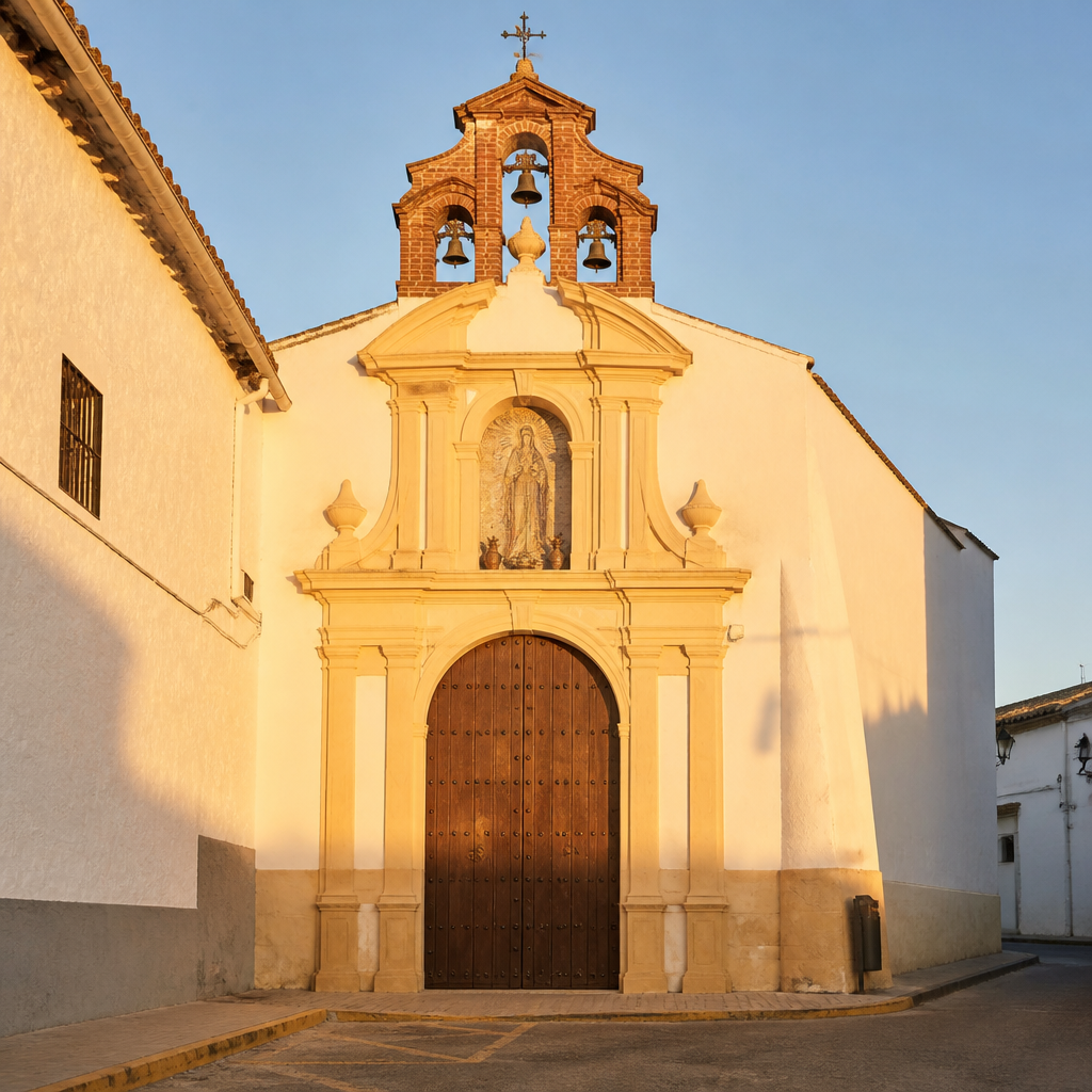 Portada barroca del Santuario de Nuestra Señora de Villaviciosa con frontón partido
