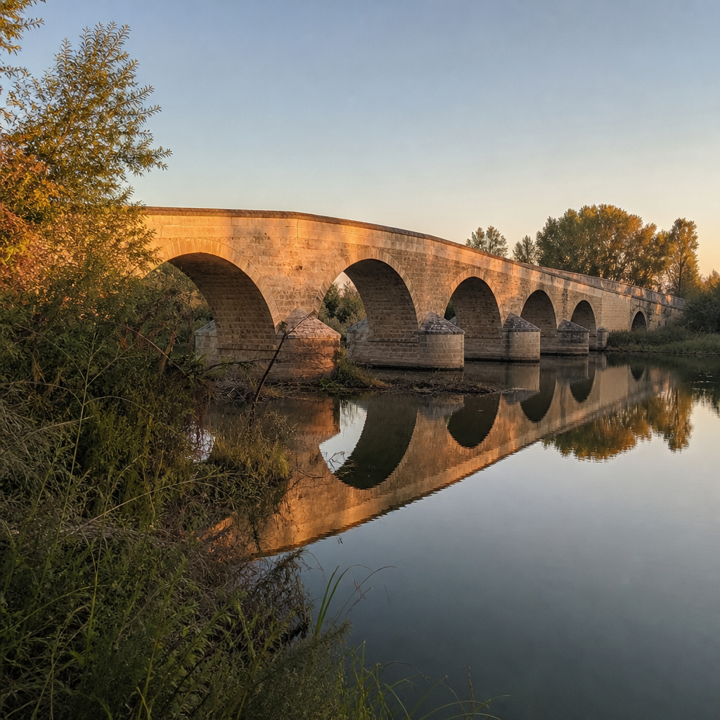 Puente sobre el río Guadanuño en Villaviciosa de Córdoba visto desde la orilla
