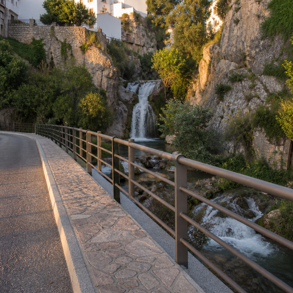 Puente y cascada de La Caldera al final de la ruta río Bailón Zuheros