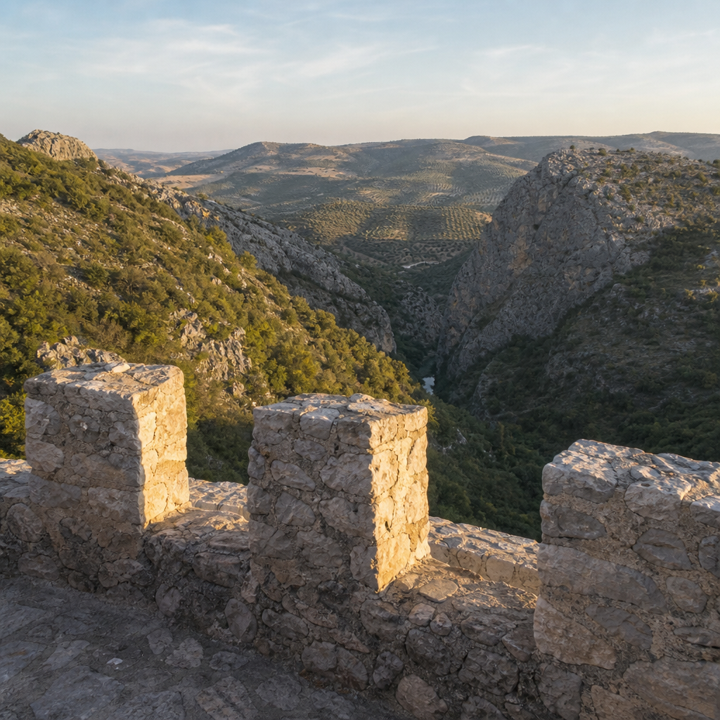 Vistas desde la torre del Castillo de Zuheros al cañón del río Bailón