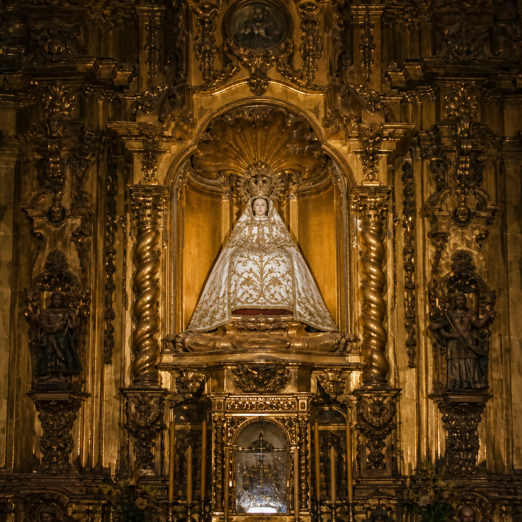 Imagen de Nuestra Señora de los Remedios en su hornacina de la iglesia parroquial de Zuheros